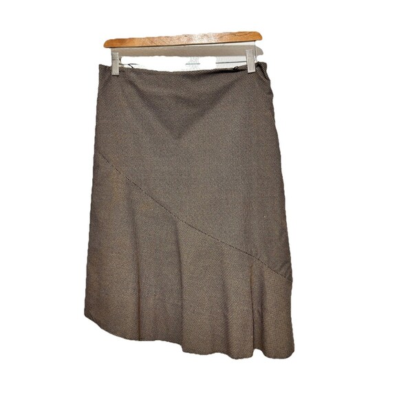 Poleci Women’s Brown Check Asymmetrical Hem Skirt Size 10 Made in USA - Picture 1 of 5